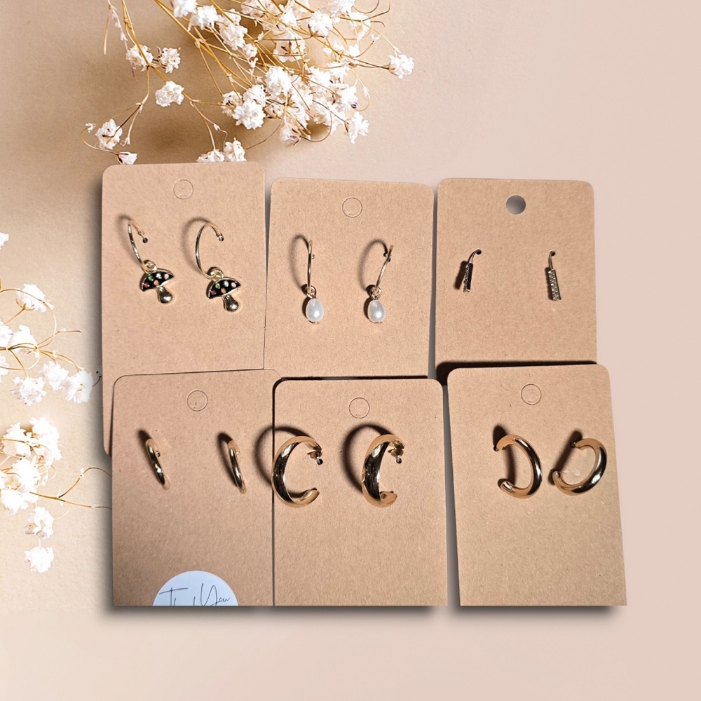 Six Pair Goldtone Hoop Earrings